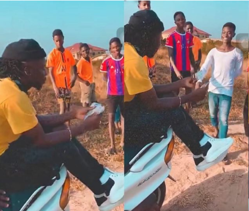 Video: Stonebwoy Shares GHC100 Notes Among Street Kids