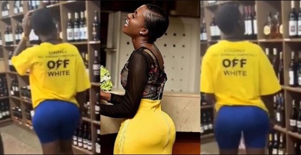 Video: Fella Makafui Flaunts After-Birth Bottox As She Tours Her Wine Shop