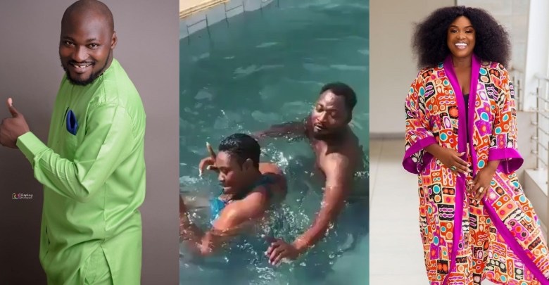 Funny Face Shares Pool Side Time With Emelia Brobbey