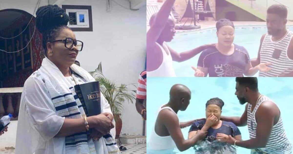 Nana Agradaa Baptised In Her Swimming Pool
