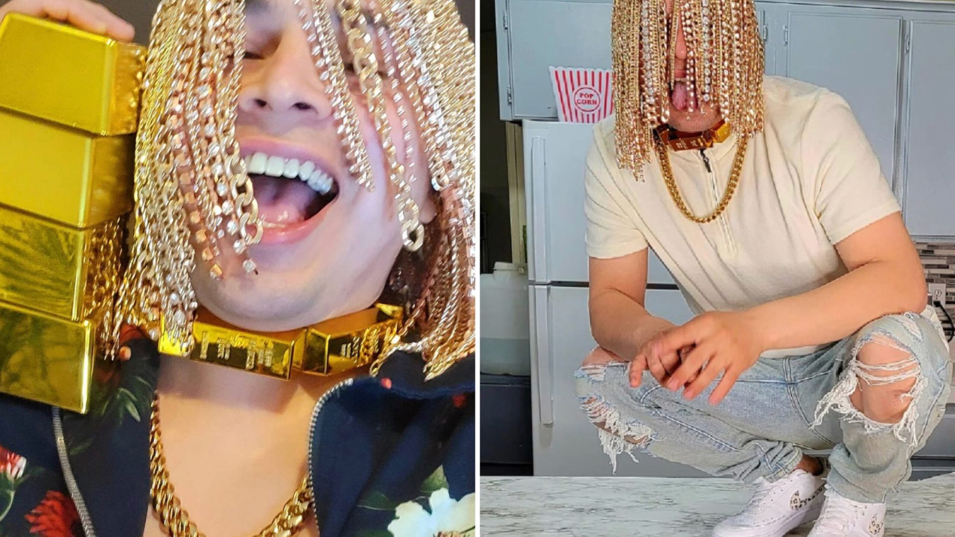 Rapper changes his hair for gold chains We need a purge  9GAG
