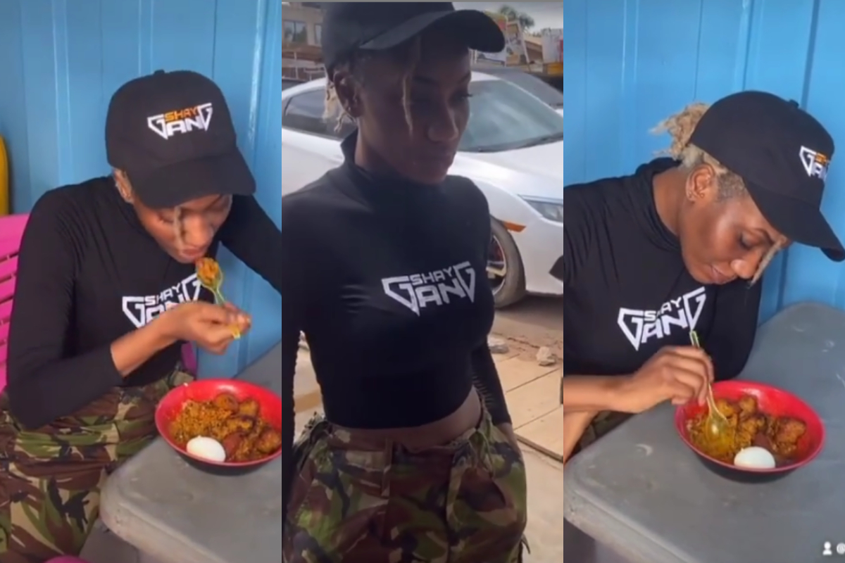 Wendy Shay Spotted Eating 'Gob3' at Roadside