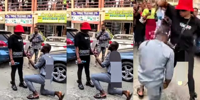 Moment lady rejects boyfriend’s public proposal