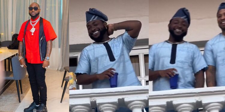 “He looks so lean” – Fans react to new video of Davido at his uncle’s inauguration
