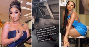 Actress Onyi Alexx's cries out as armed robbers break into her SUV, cart away her belongings [VIDEO]