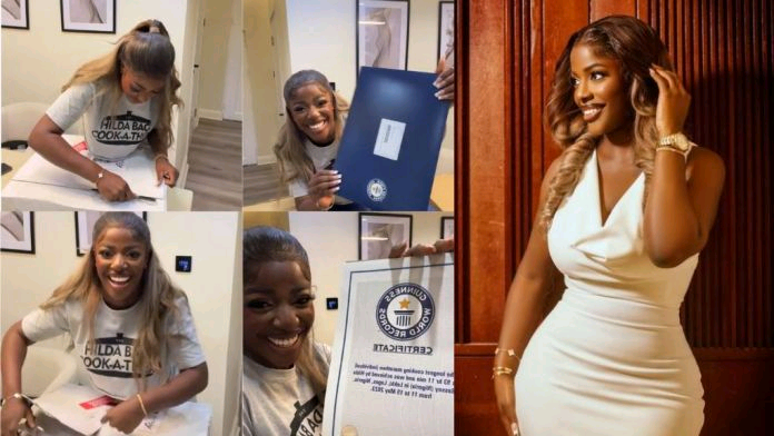 Celebrities rejoice with Hilda Baci as she unboxes Guinness world record plaque