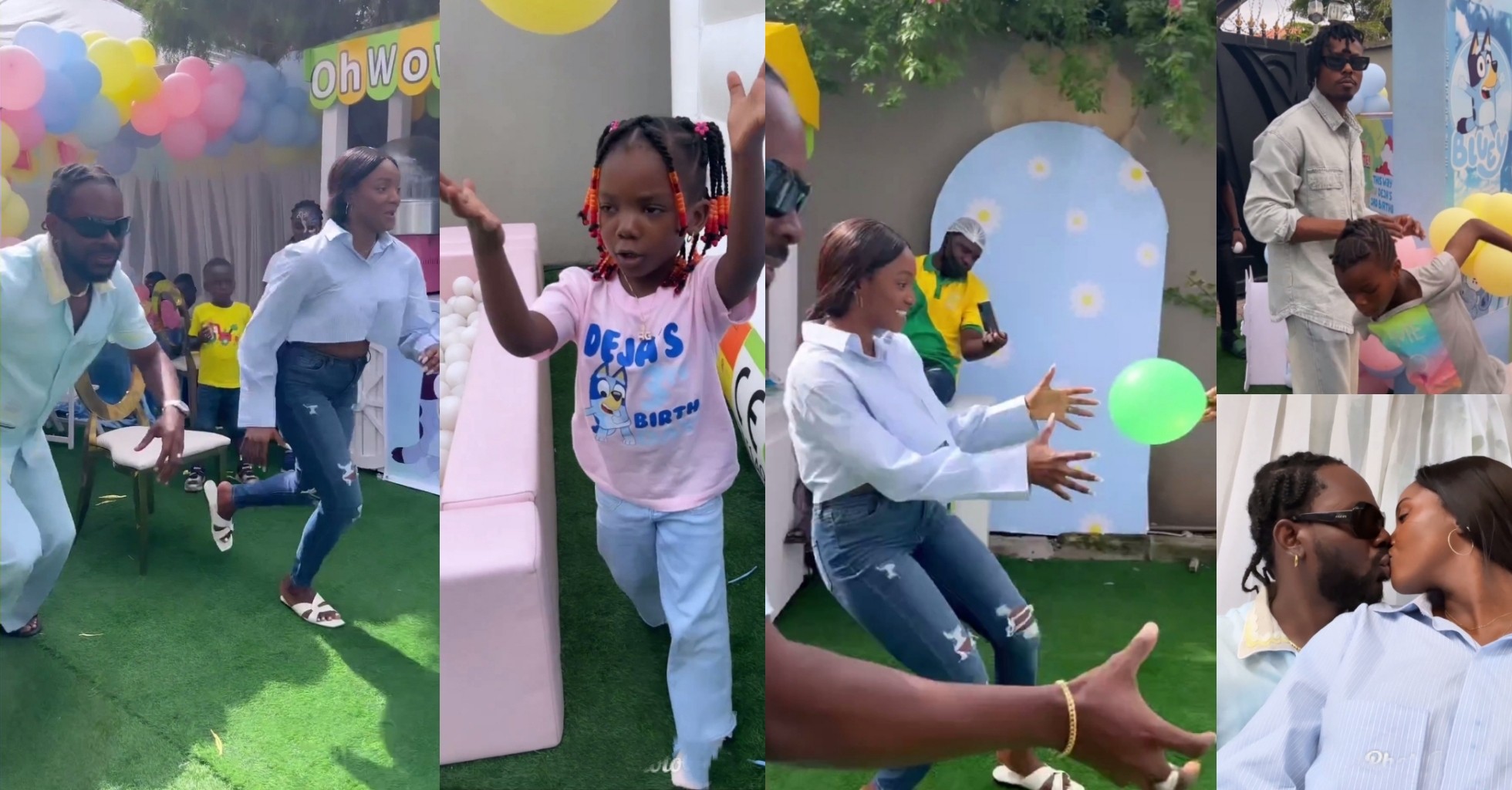 Exciting moment Simi, Adekunle Gold played fun games at daughter Deja's 3rd birthday party