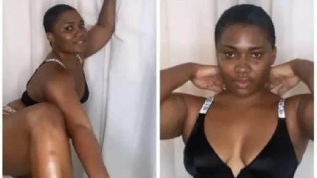 Abena Korkor goes completely nak3d on social media again, Ghanaians react  – Video