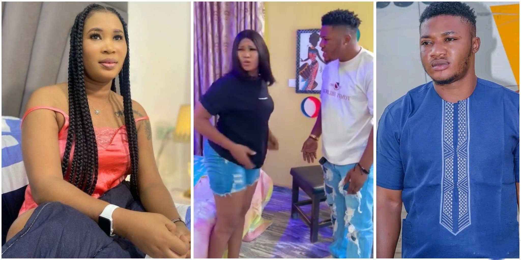 Actress Akinbayode Itunu’s refusal to act a kissing scene with colleague Topright stirs uproar on set – VIDEO