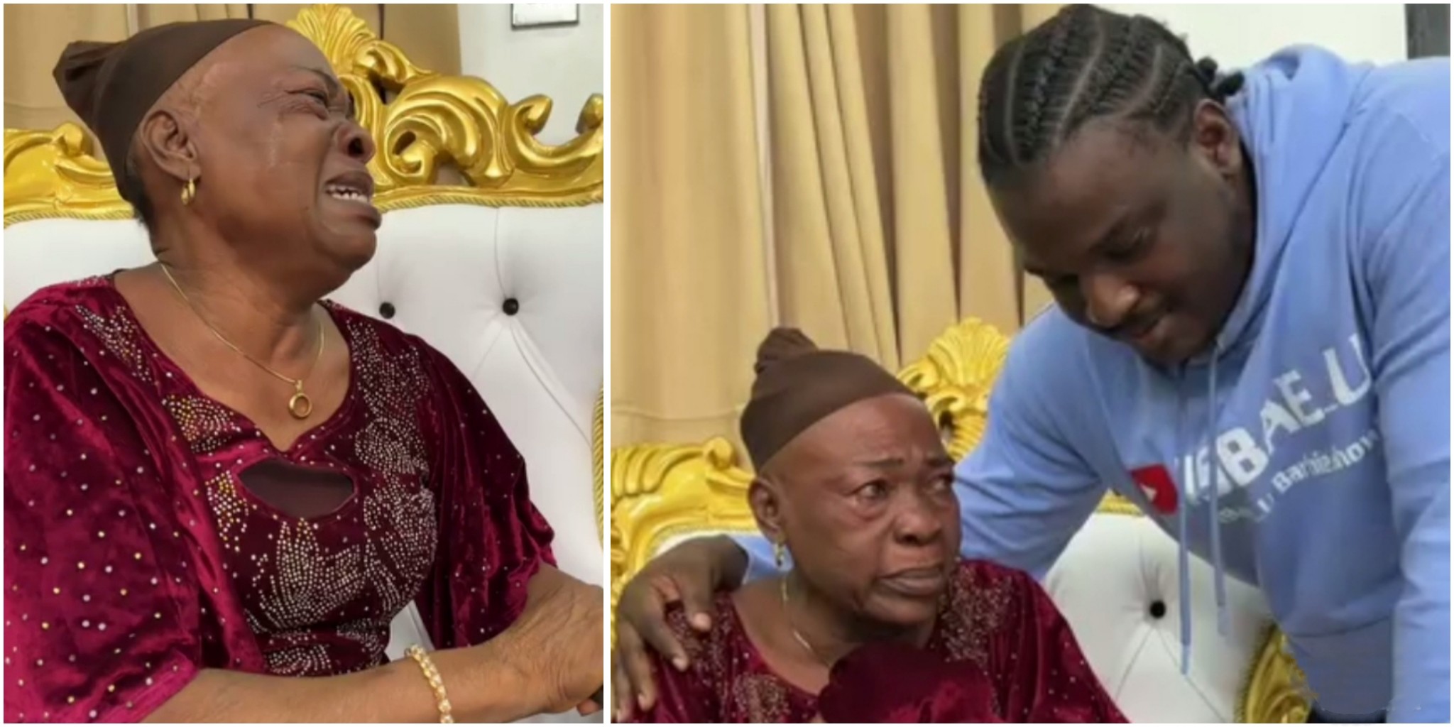 Tears well up in Actress, Tola Oladokun’s eyes as Isbae U surprises her with cash gift, foodstuff – VIDEO