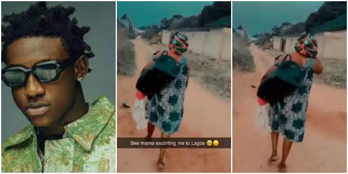 Shalipopi shares touching throwback of his mother escorting to Lagos
