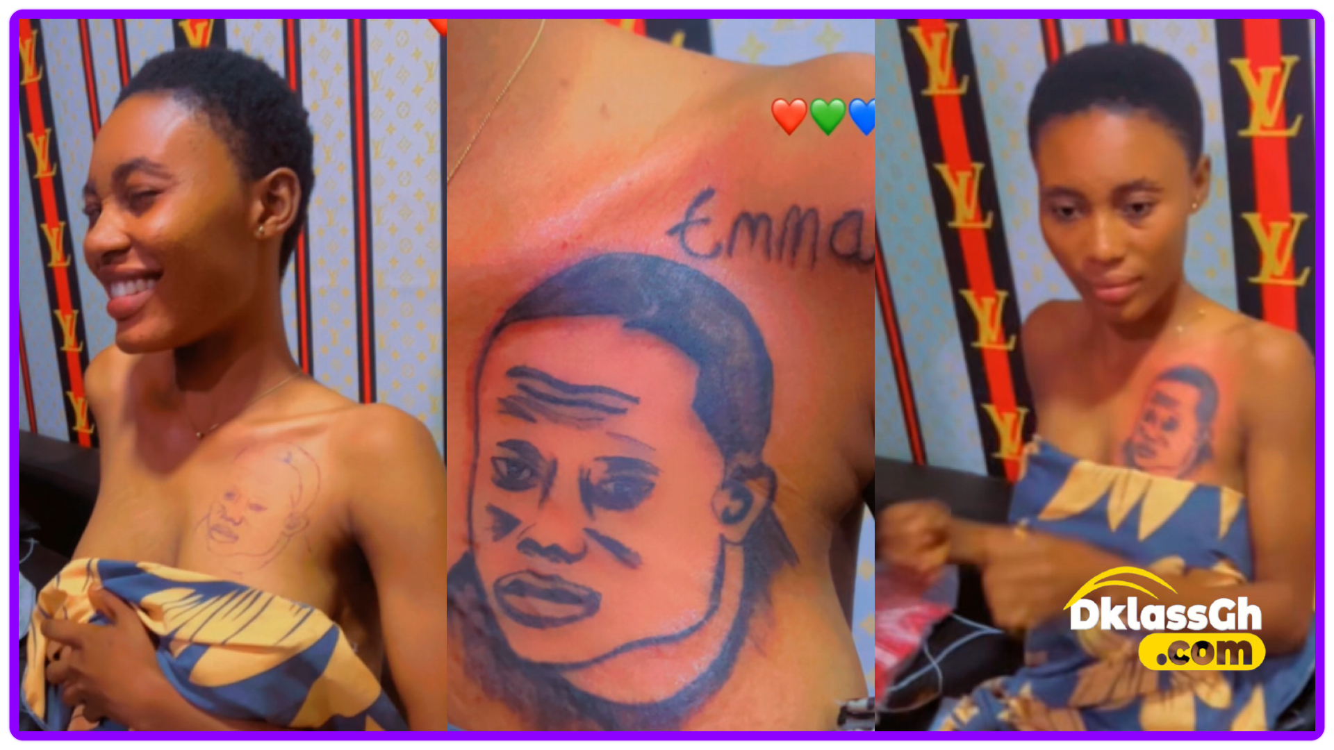 Lady Tattoos Boyfriend’s Face On Her Chest To prove Her Affection (VIDEO)