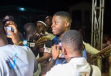 Hon. Edem Agbana speaking to the media