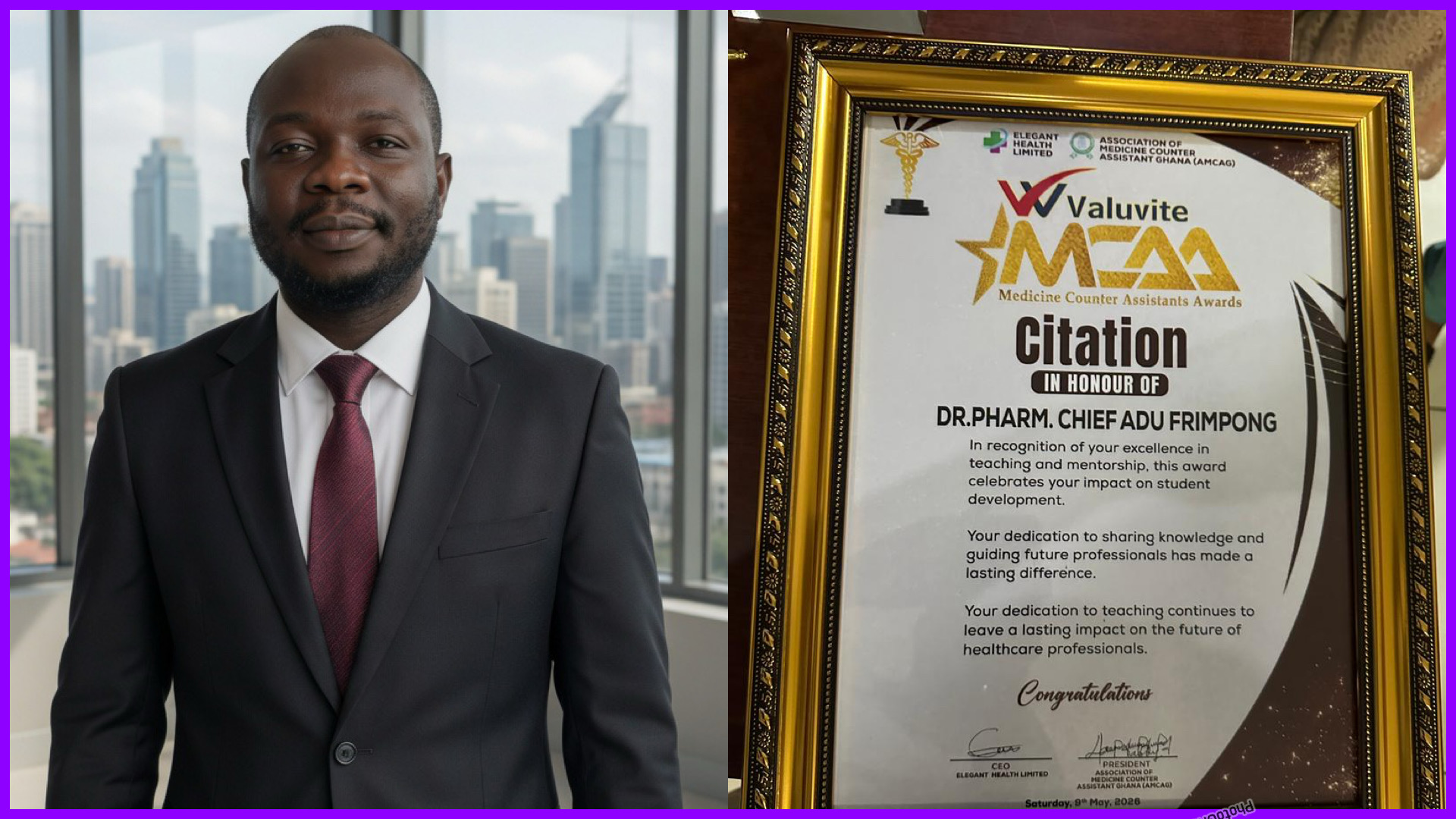 Dr(Pharm) Chief Adu Frempong Wins Overall Best MCA Lecturer of the Year at 2026 Valuvite MCA Awards